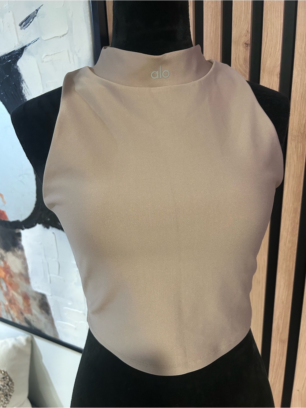 ALO Yoga Taupe High Neck Crop Tank